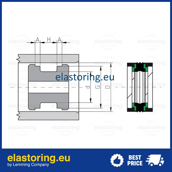 Piston seal KGD 220x195x25,4/50,8