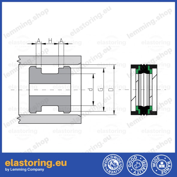Piston seal KGD 65x50x18,4/31,1 [G=60,40]