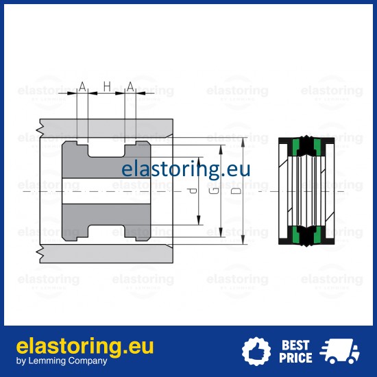 Piston seal KGD 32x24x15,5/21,9