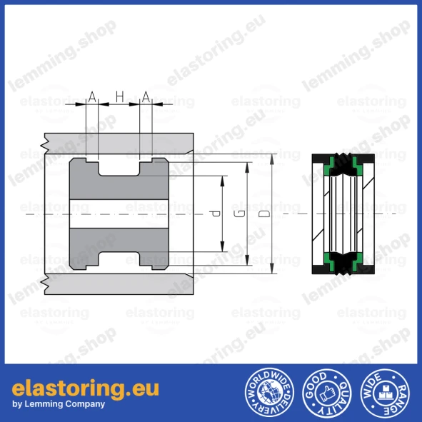 Piston seal KGD 20x11x13,5/17,7