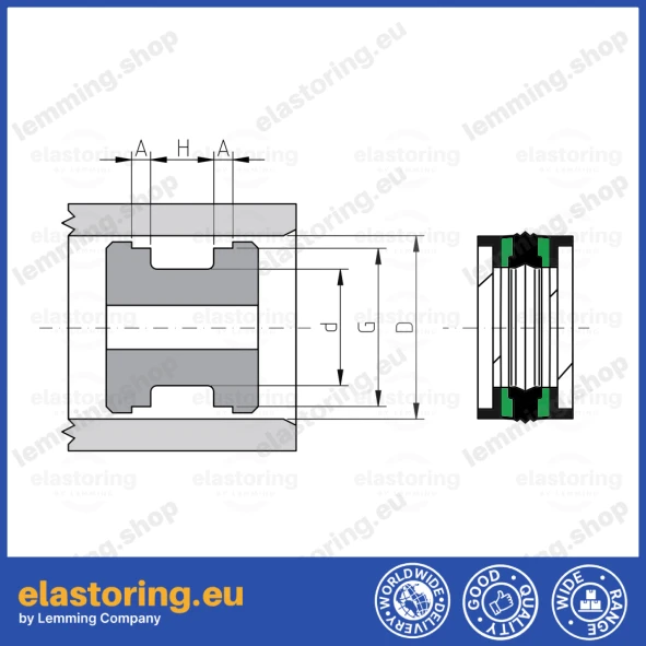 Piston seal KGD 40x32x10/18