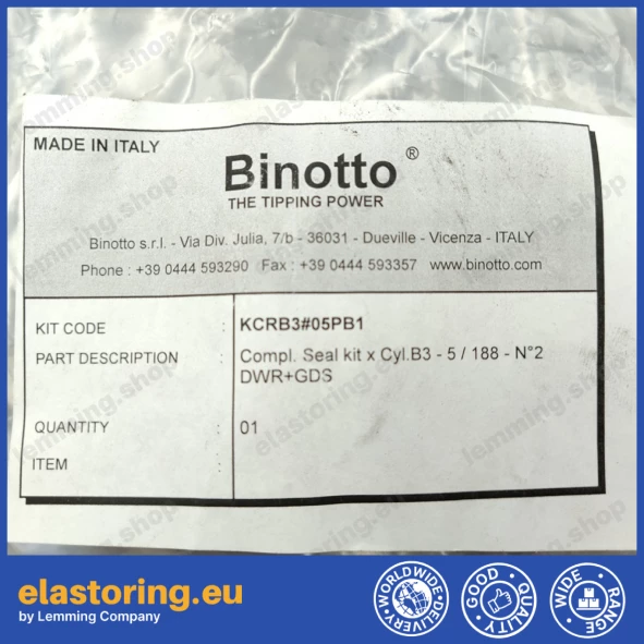 Seal kit MF/MFC B3 165/5 Binotto KCRB3#05PB1 Seal kit MF/MFC B3 165/5 Binotto KCRB3#05PB1