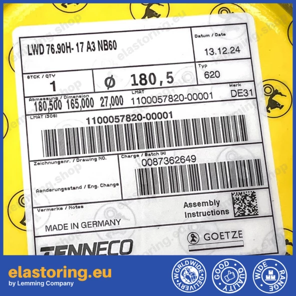 Face seal Goetze 76.90H-17 A3 NB60 Face seal Goetze 76.90H-17 A3 NB60