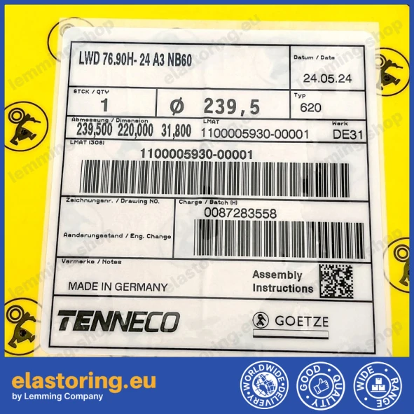 Face seal Goetze 76.90H-24 A3 NB60